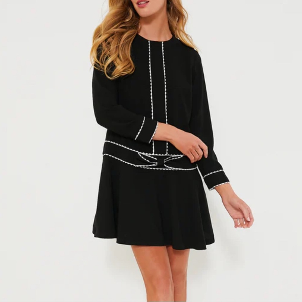Tuckernuck Pomander place Isabel bow mini dress Ladies size xs Black white